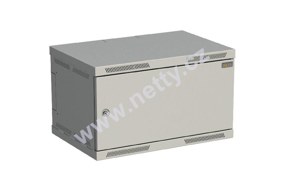 Rozvaděč nástěnný nýtovaný SENSA 6U 400mm, dveře plech, RAL 7035