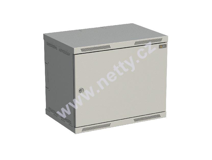 Rozvaděč nástěnný nýtovaný SENSA 9U 400mm, dveře plech, RAL 7035