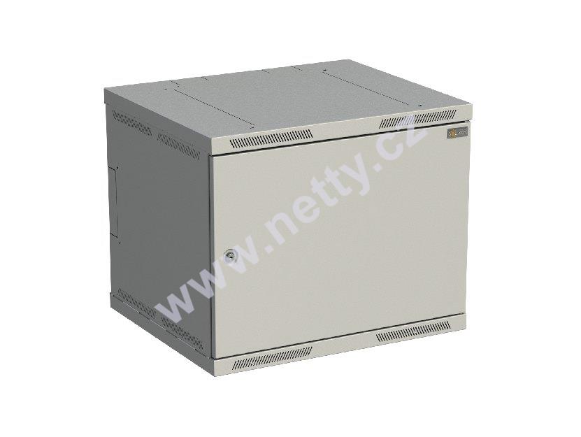 Rozvaděč nástěnný nýtovaný SENSA 9U 500mm, dveře plech, RAL 7035