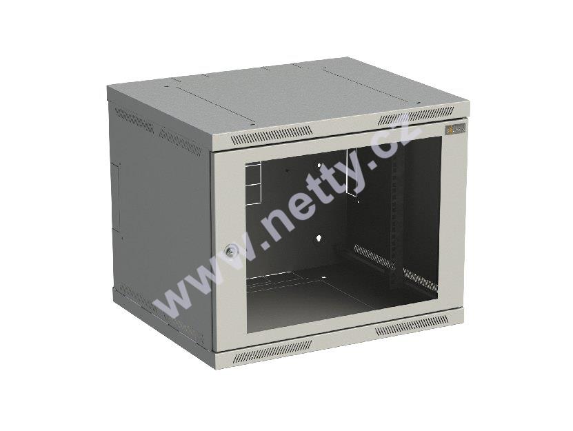 Rozvaděč nástěnný nýtovaný SENSA 9U 500mm, dveře sklo, RAL 7035