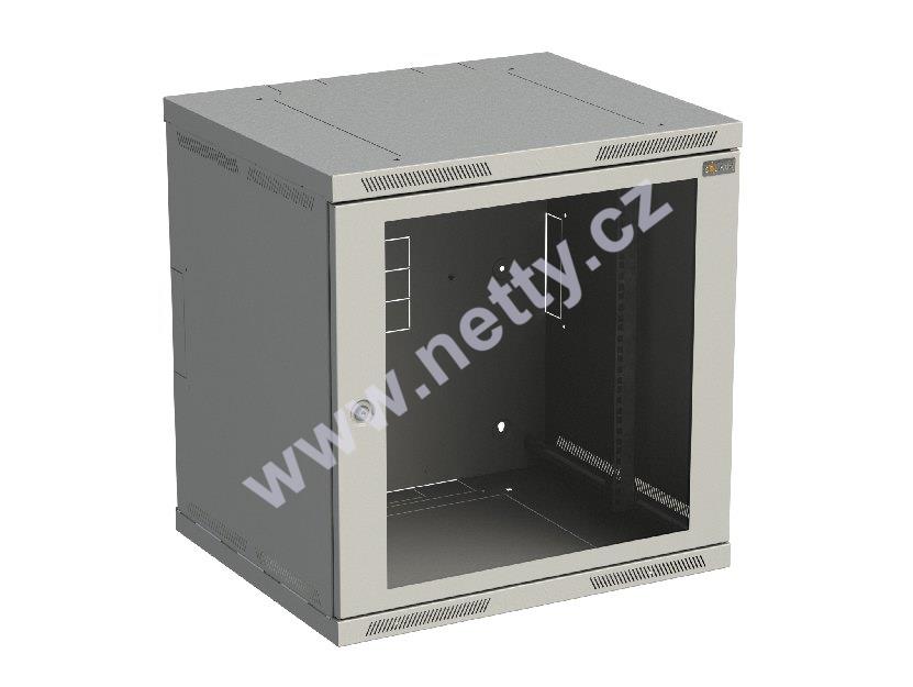 Rozvaděč nástěnný nýtovaný SENSA 12U 500mm, dveře sklo, RAL 7035