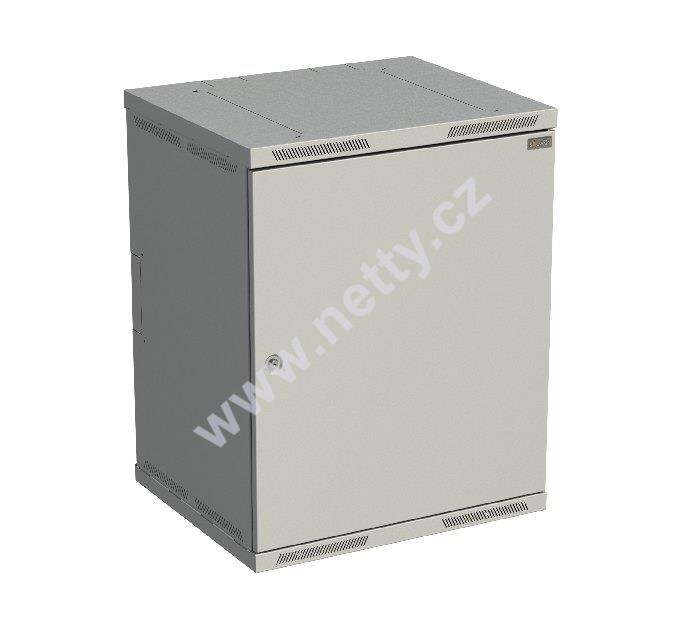 Rozvaděč nástěnný nýtovaný SENSA 15U 500mm, dveře plech, RAL 7035