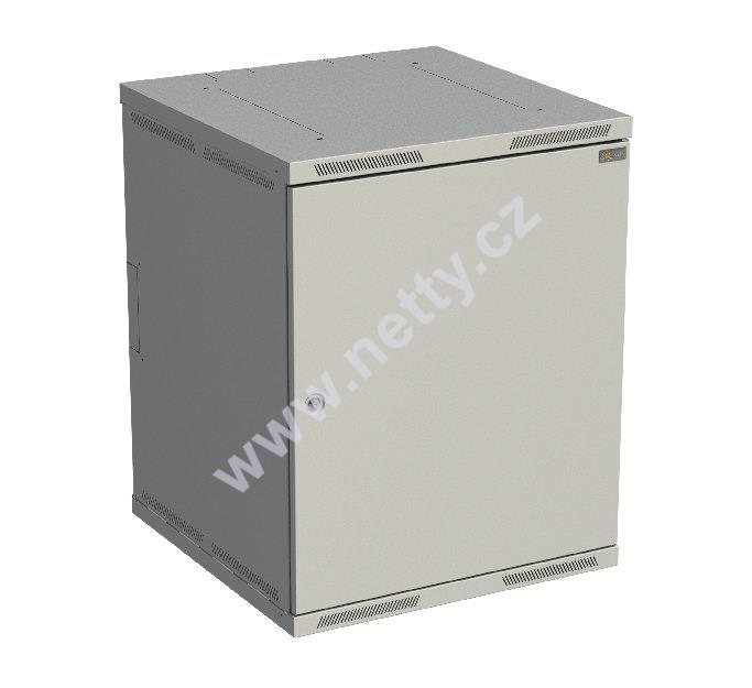 Rozvaděč nástěnný nýtovaný SENSA 15U 600mm, dveře plech, RAL 7035