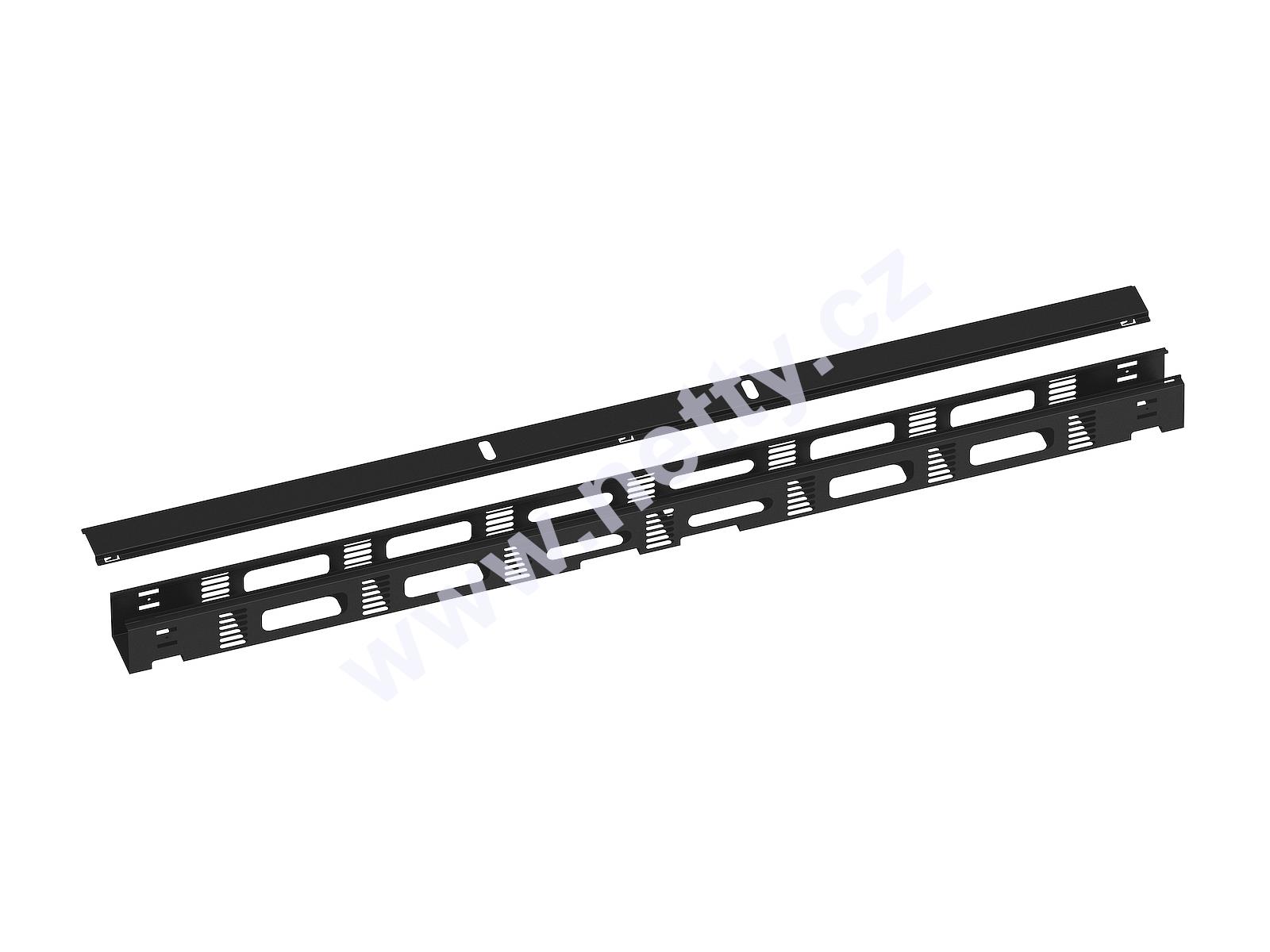 Vertikální vyvazovací žlab 45U kovový s krytem, černý, k rozváděči LC-50
