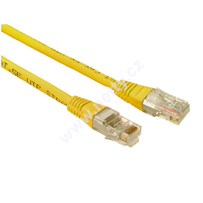 Patch kabel UTP, RJ45/RJ45, Cat5E, litá ochrana, délka 3m, barva žlutá