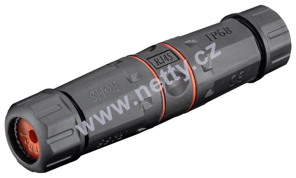 Samořezná spojka CAT5e/6/6A STP, voděodolná IP68, pro drát i lanko, odolná vůči UV záření.