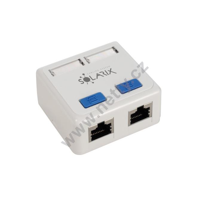 Zásuvka Solarix CAT5E STP 2 x RJ45 na omítku bílá