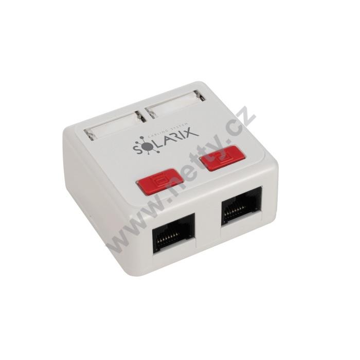 Zásuvka Solarix CAT5E UTP 2 x RJ45 na omítku bílá