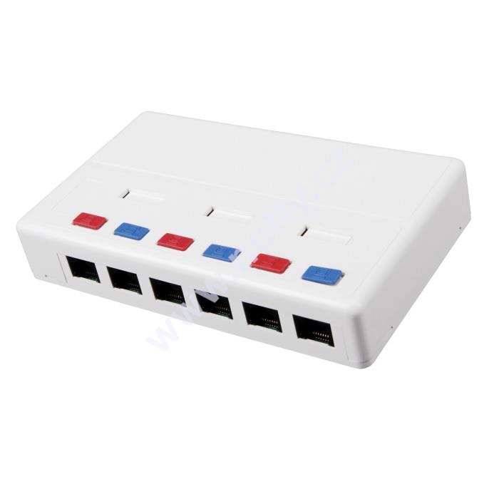 Víceportový box Solarix CAT5E UTP 6 x RJ45 bílý