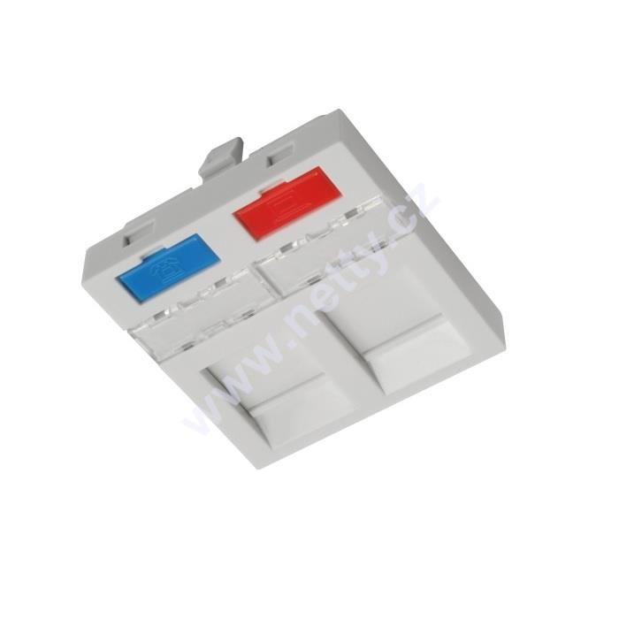 Modul French style Solarix 45 x 45mm pro 2 keystony přímý bílý