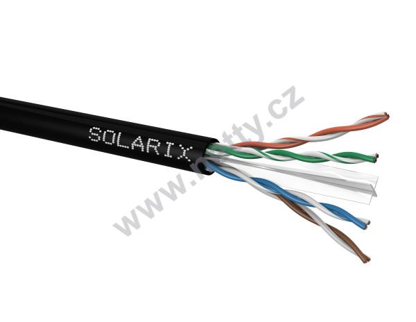 Venkovní instalační kabel Solarix CAT6 UTP PE Fca 500m/cívka černý