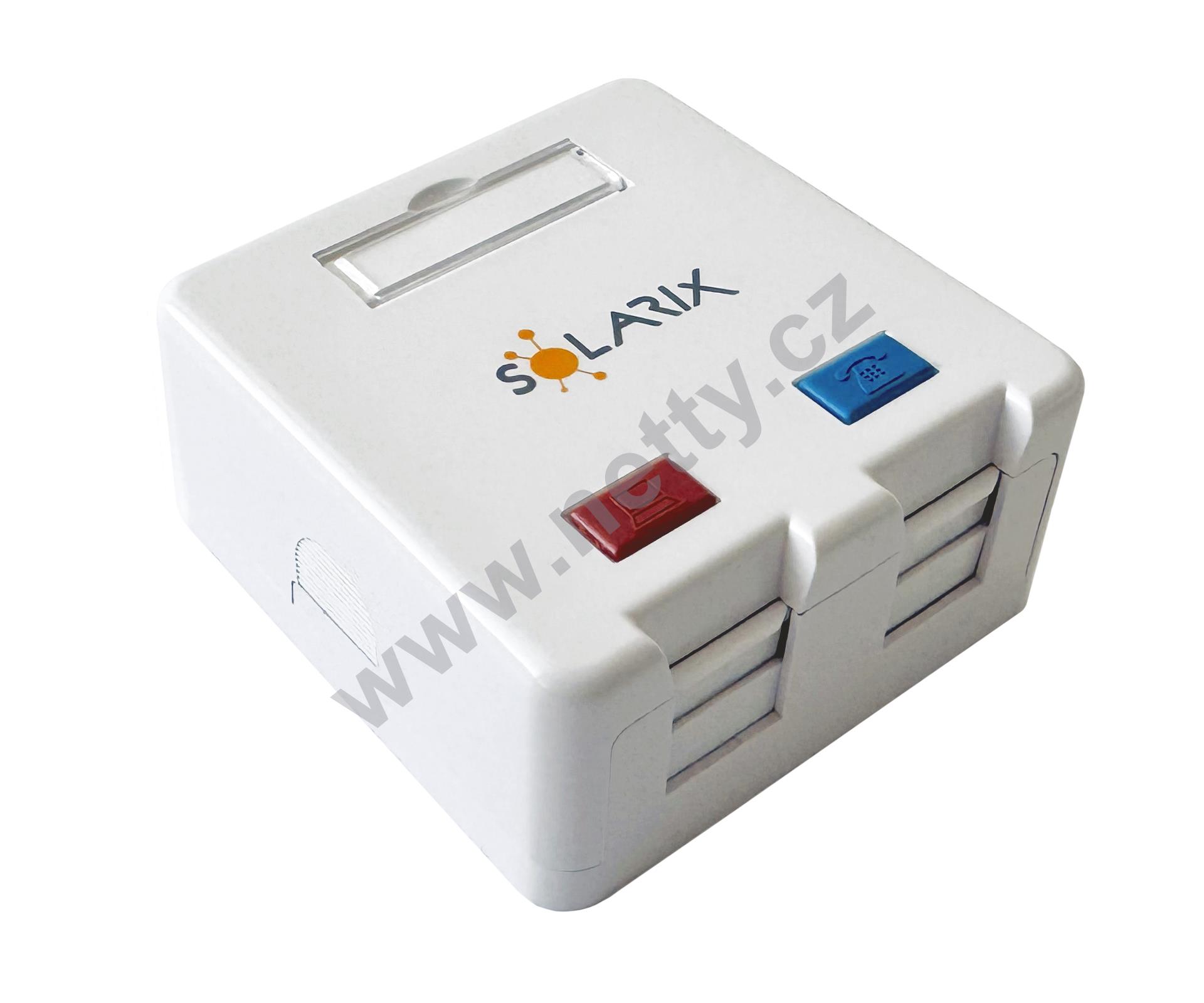 Modulární zásuvka Solarix pro 2 keystony, na omítku, bílá