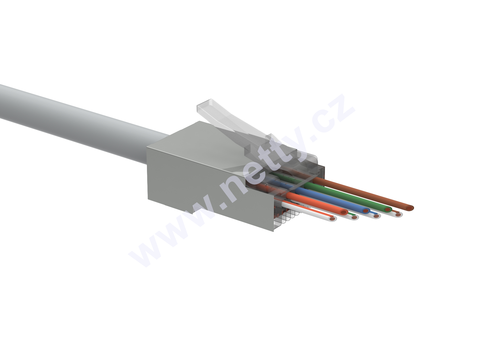 Univerzální EASY konektor RJ45 CAT5E STP 8p8c na drát i licnu