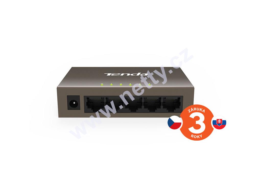 Tenda TEF1005D - 5-port 10/100Mb/s Fast Ethernet Switch, Fanless, kovový plášť