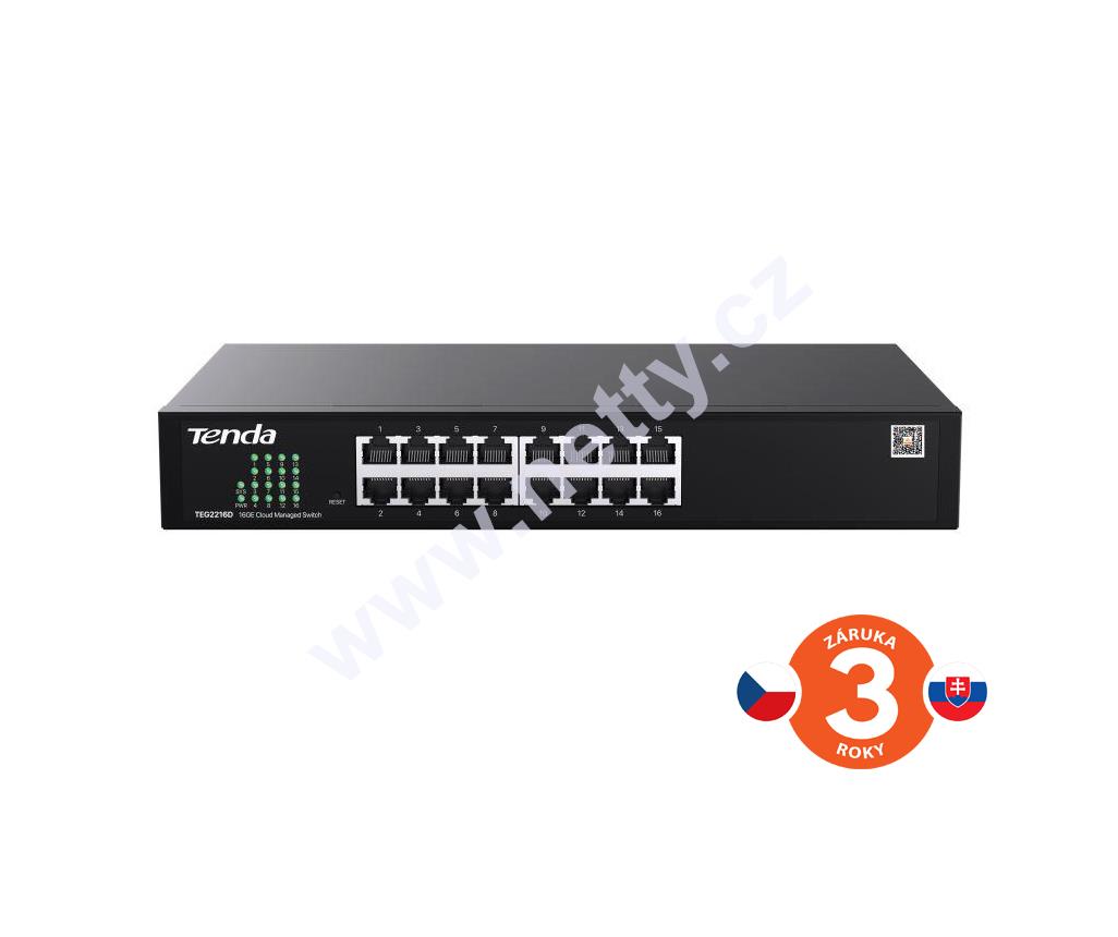 Tenda TEG2216D Cloud Managed Gigabit Switch, 16× RJ45 10/100/1000 Mb/s