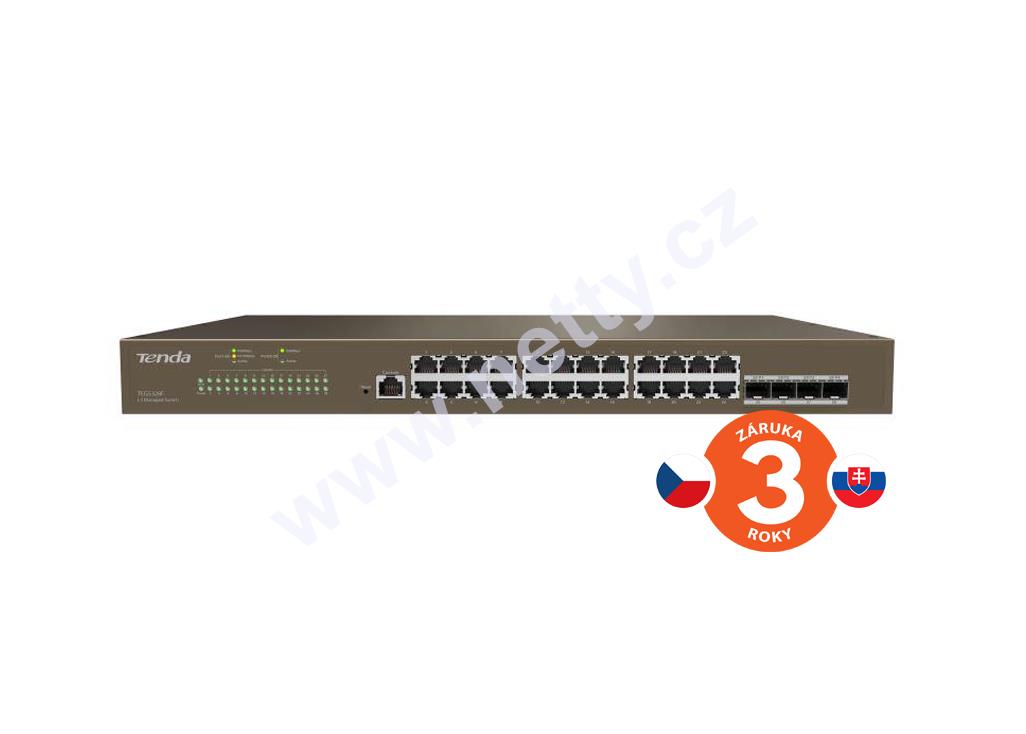 Tenda TEG5328F Managed L3 Gigabit Switch, 24× RJ45 10/100/1000 Mb/s, 4x SFP 1 Gb/s,Fanless