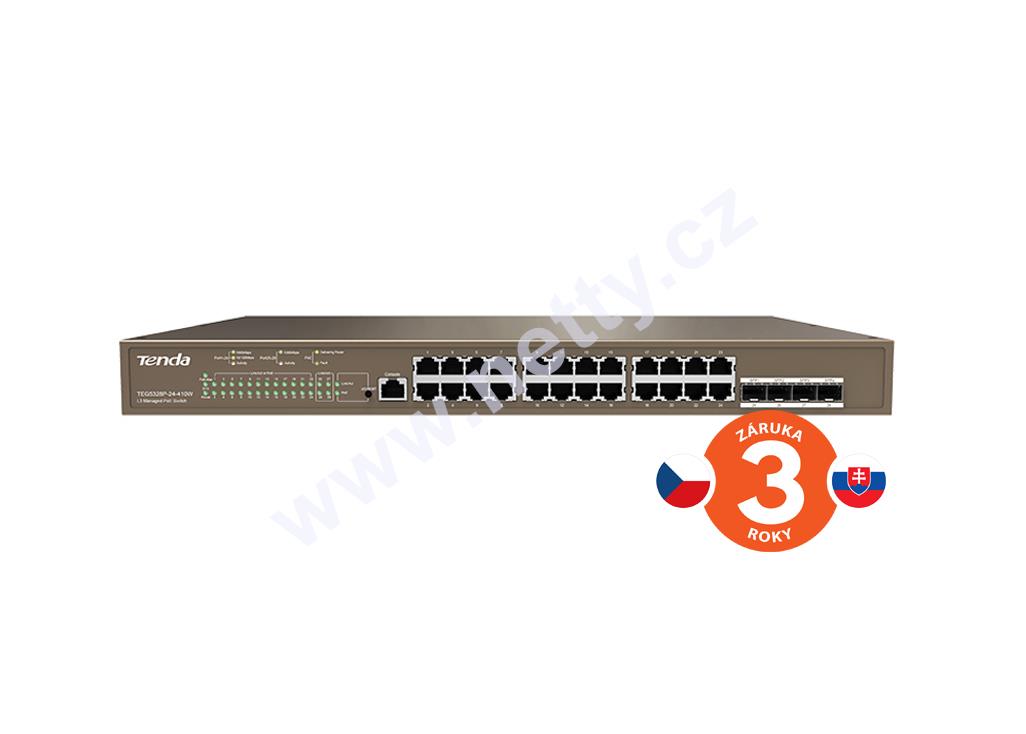 Tenda TEG5328P-24-410W L3 Managed Gigabit Switch (24xPoE 802.3af/at 10/100/1000Mb/s,4xSFP)