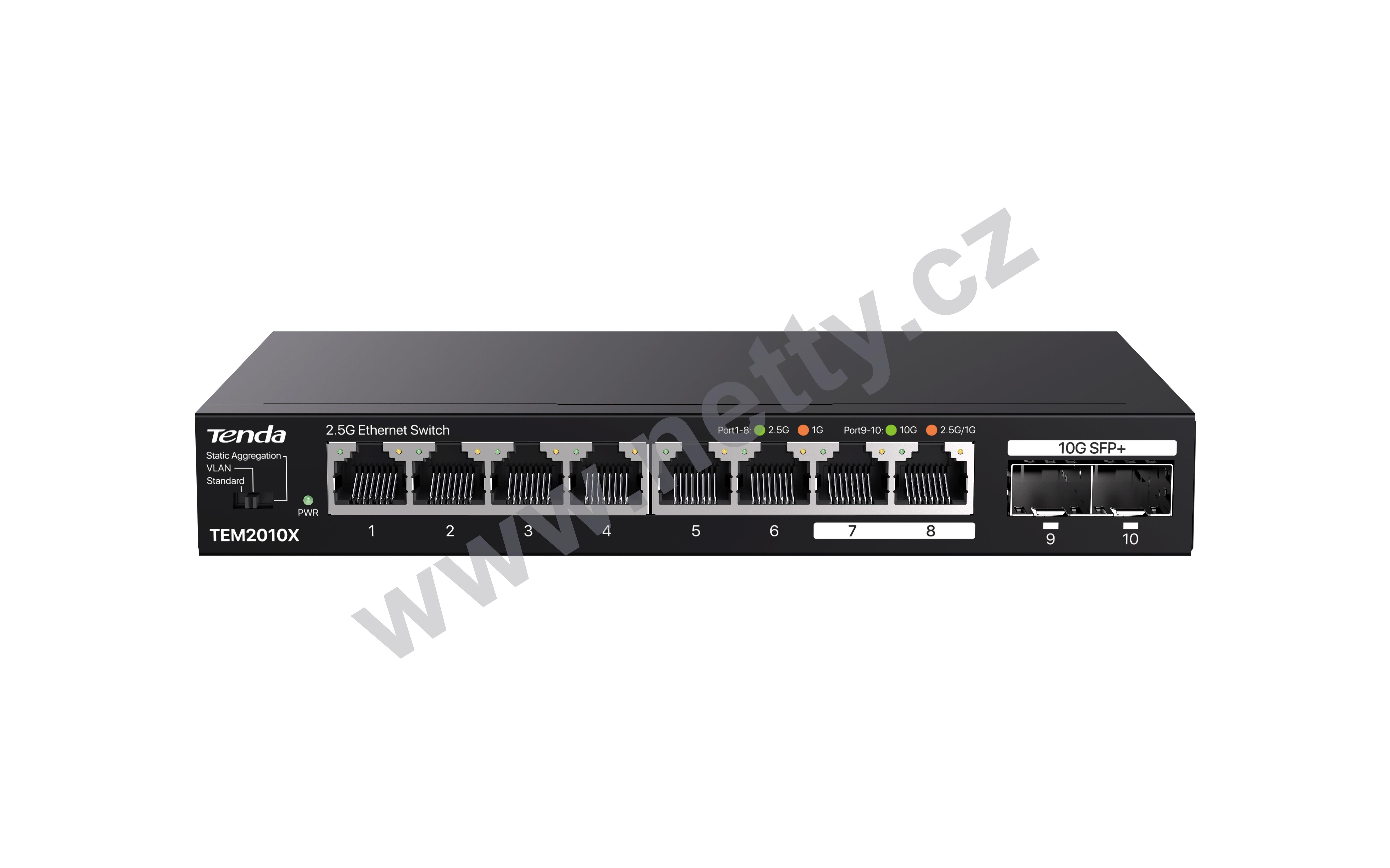 Tenda TEM2010X: 8× RJ45 2.5G + 2× SFP+ 10G Multi-Gigabit Switch