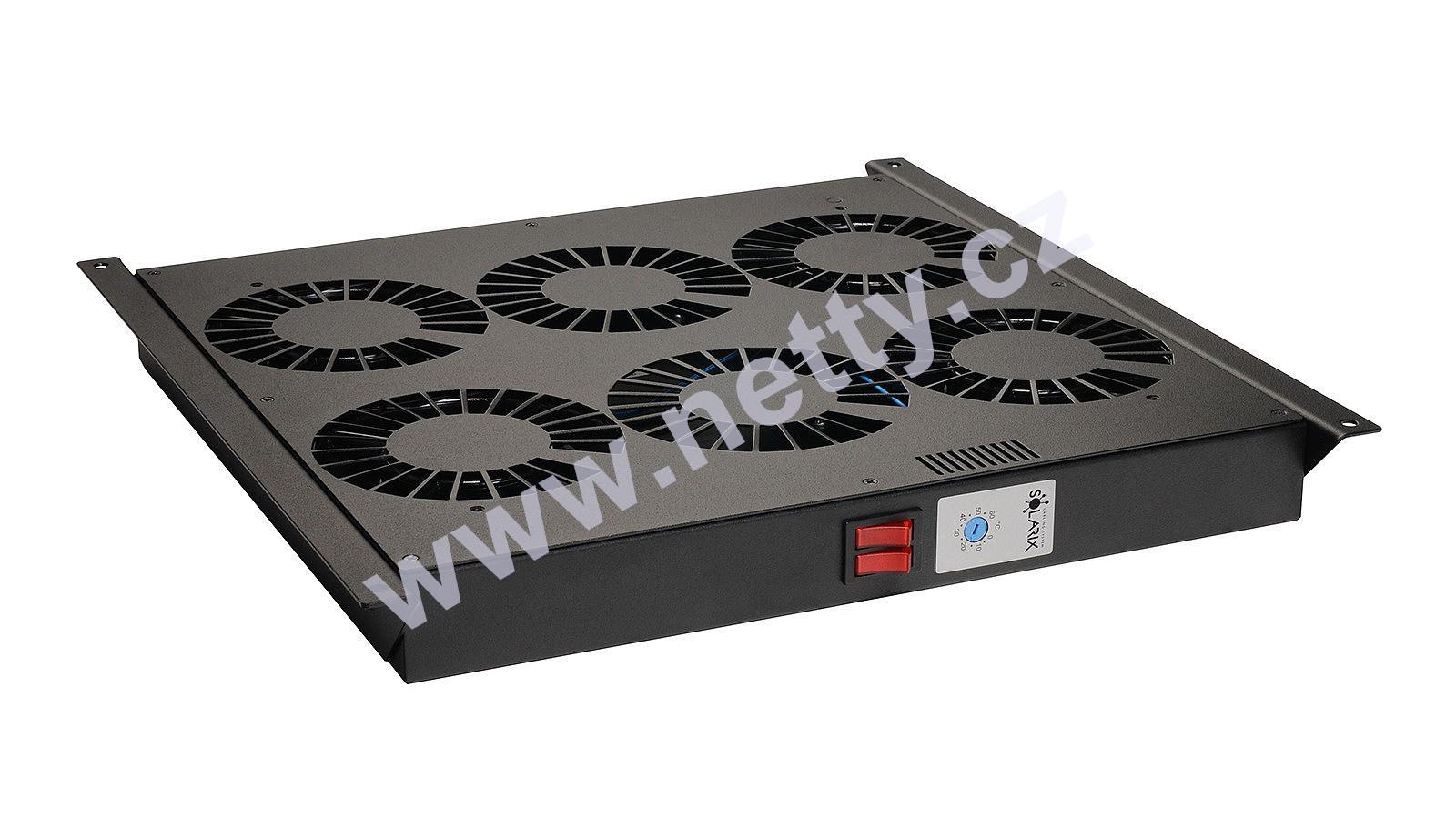 Ventilační jednotka univerzální, 4 ventilátory, se zabudovaným termostatem, černá