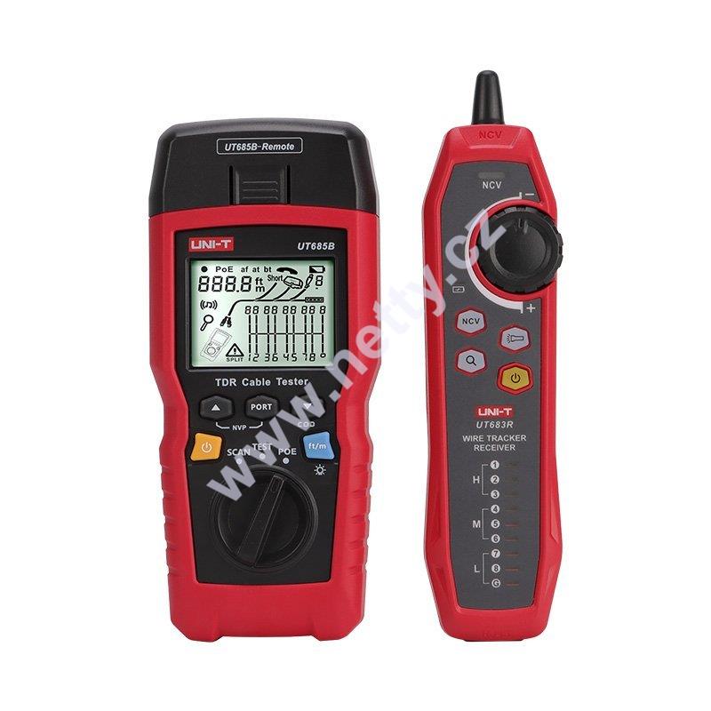 UNI-T tester LAN, měření délky TDR, grafický LCD displej, sonda