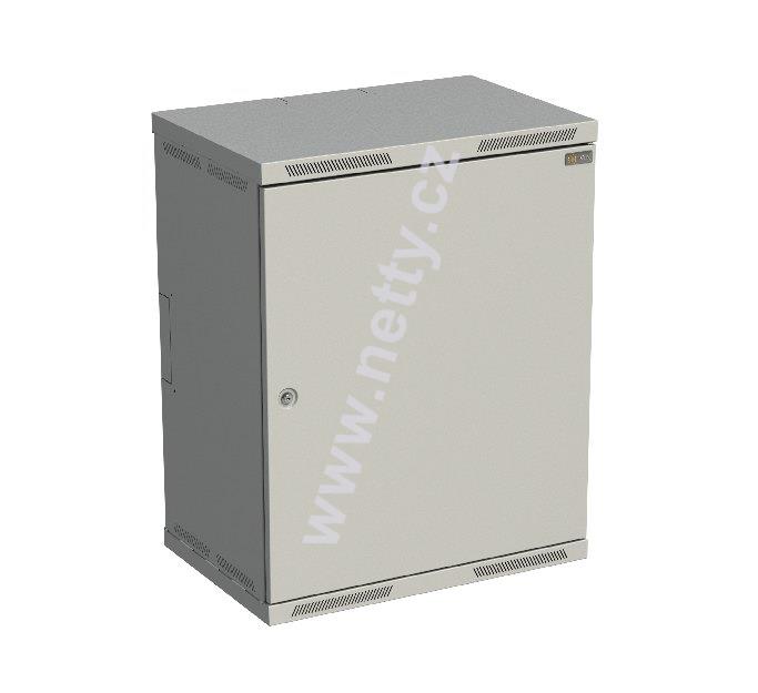 Rozvaděč nástěnný nýtovaný SENSA 15U 400mm, dveře plech, RAL 7035