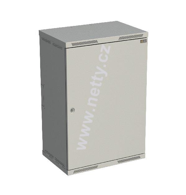 Rozvaděč nástěnný nýtovaný SENSA 18U 400mm, dveře plech, RAL 7035