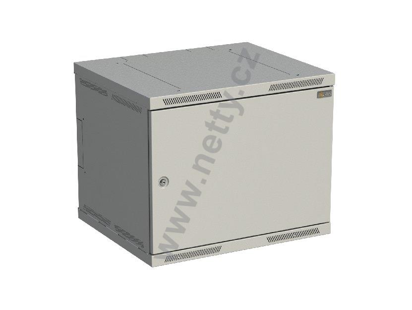 Rozvaděč nástěnný nýtovaný SENSA 9U 500mm, dveře plech, RAL 7035