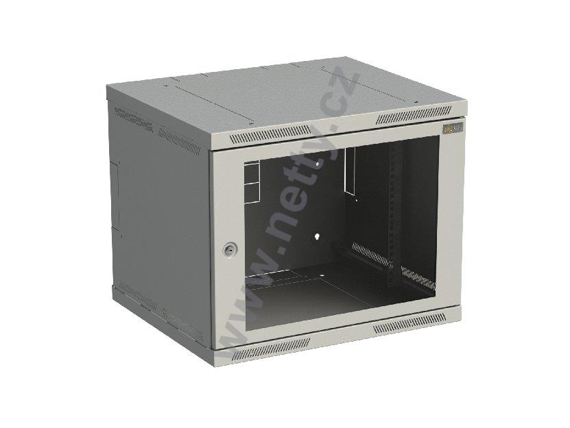 Rozvaděč nástěnný nýtovaný SENSA 9U 500mm, dveře sklo, RAL 7035