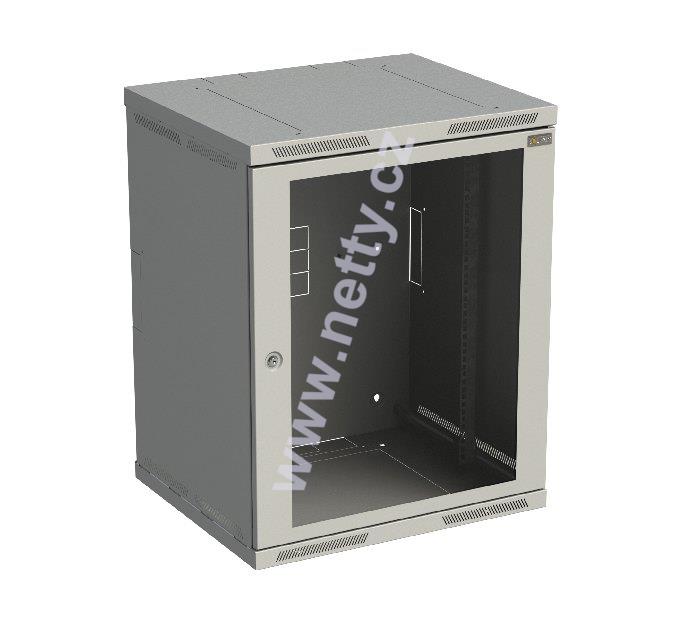 Rozvaděč nástěnný nýtovaný SENSA 15U 500mm, dveře sklo, RAL 7035
