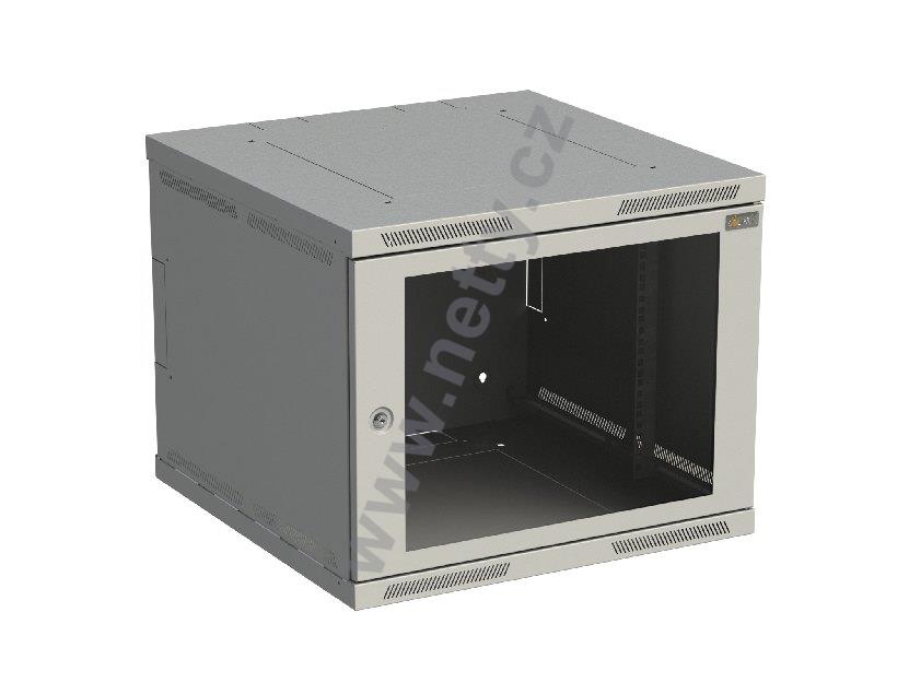 Rozvaděč nástěnný nýtovaný SENSA 9U 600mm, dveře sklo, RAL 7035
