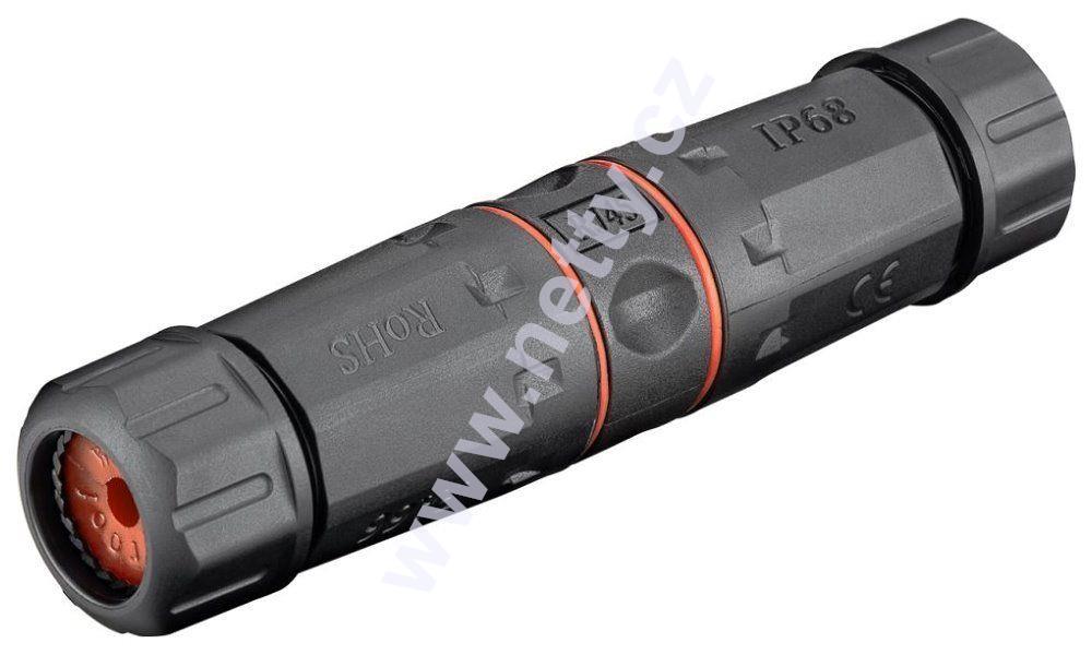 Samořezná spojka CAT5e/6/6A STP, voděodolná IP68, pro drát i lanko, odolná vůči UV záření.