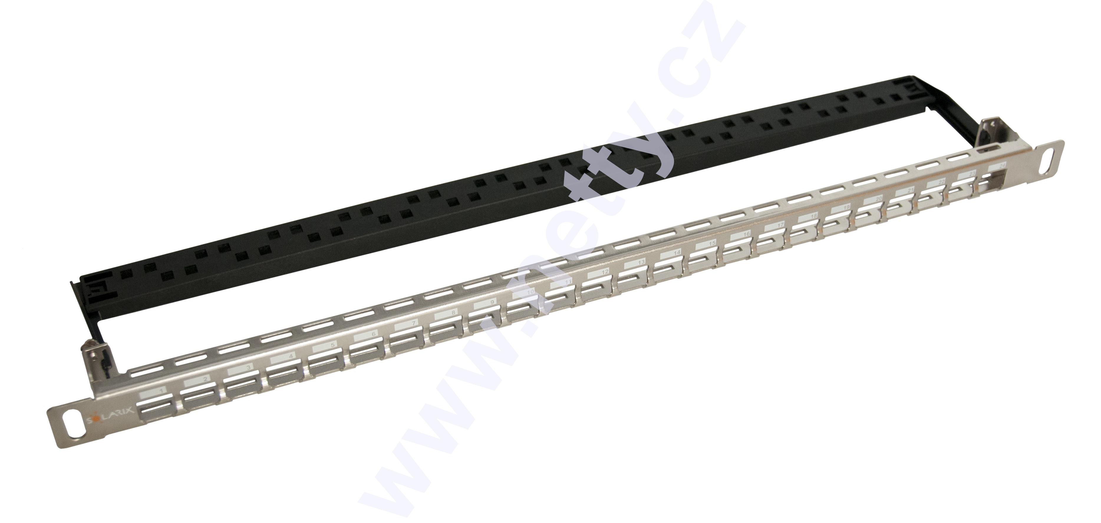Univerzální modulární neosazený patch panel Solarix 24 portů nerez 0,5U