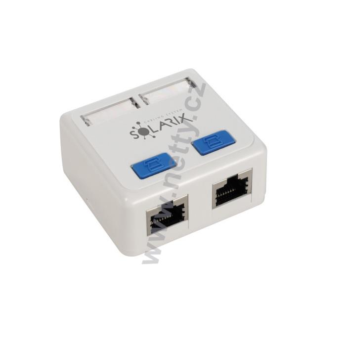 Zásuvka Solarix CAT5E STP 2 x RJ45 na omítku bílá