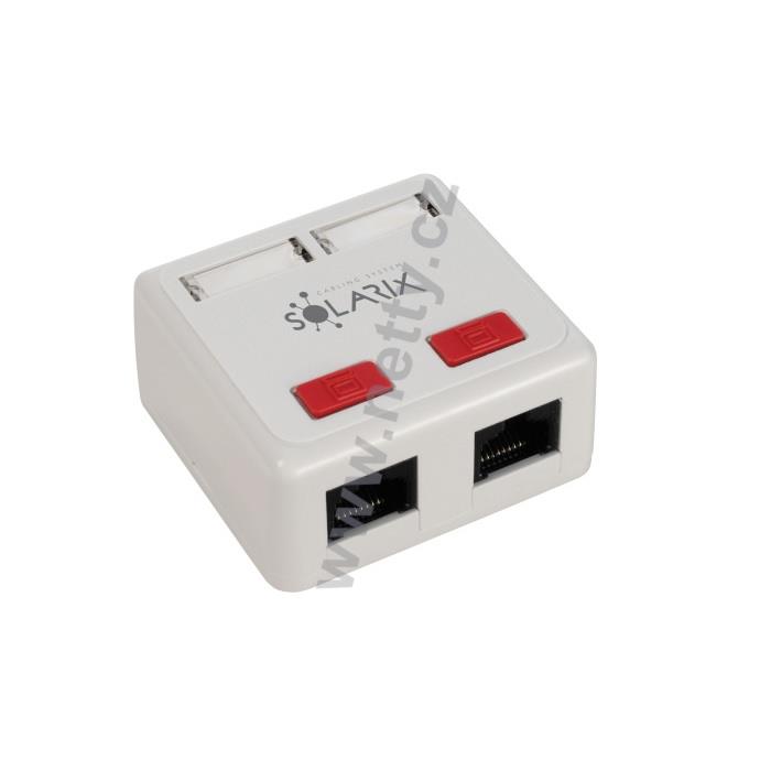 Zásuvka Solarix CAT5E UTP 2 x RJ45 na omítku bílá