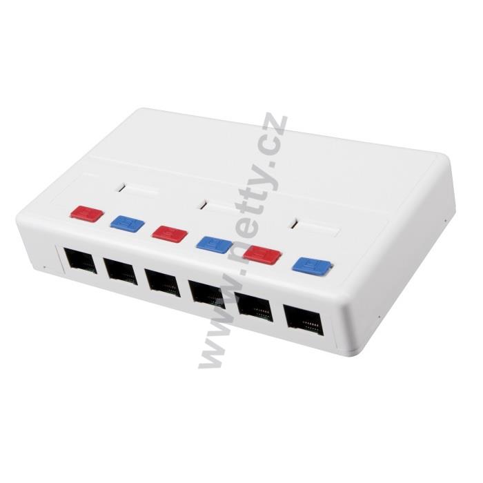 Víceportový box Solarix CAT5E UTP 6 x RJ45 bílý