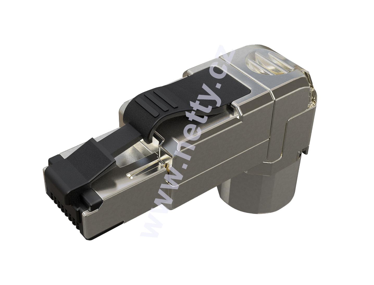 Univerzální úhlový prům. konektor RJ45 CAT6A STP samořezný (drát i lanko)