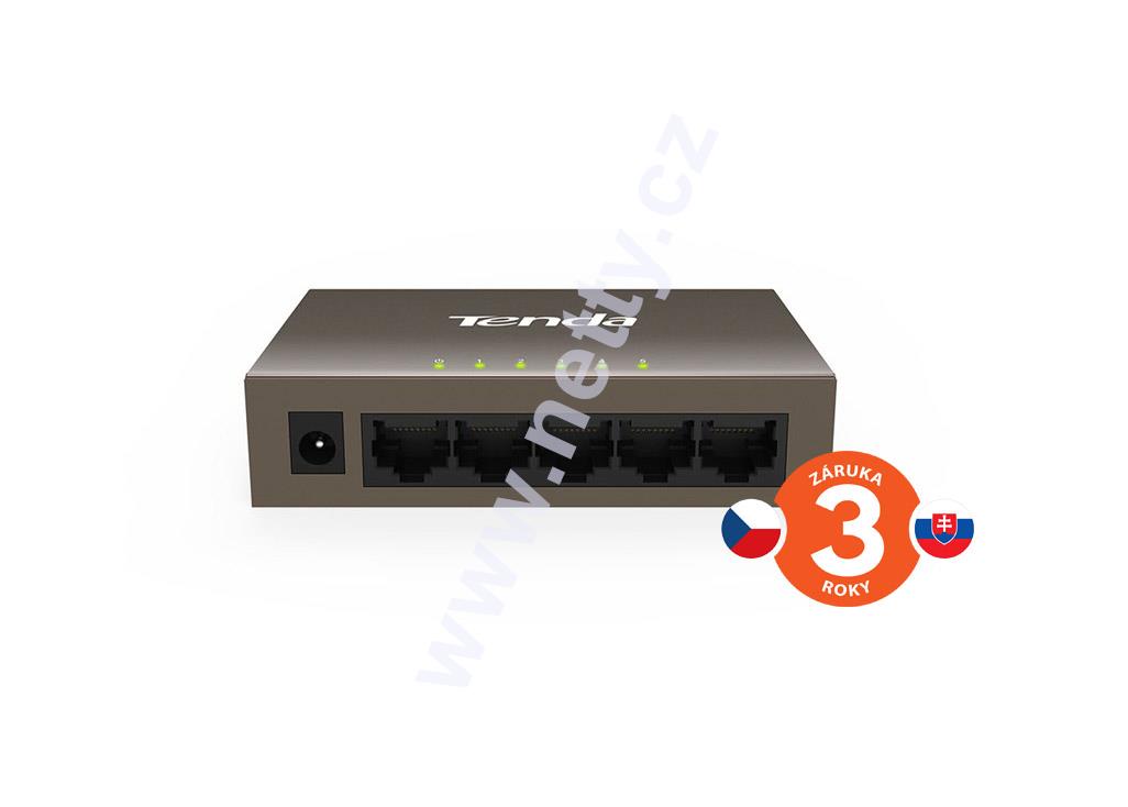 Tenda TEF1005D - 5-port 10/100Mb/s Fast Ethernet Switch, Fanless, kovový plášť