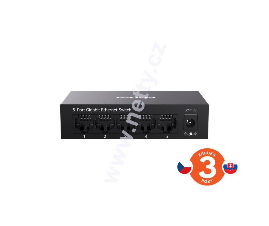 Tenda TEG1005M - 5portový 10/100/1000 Mb/s Gigabit Ethernet Switch, Fanless. kov.