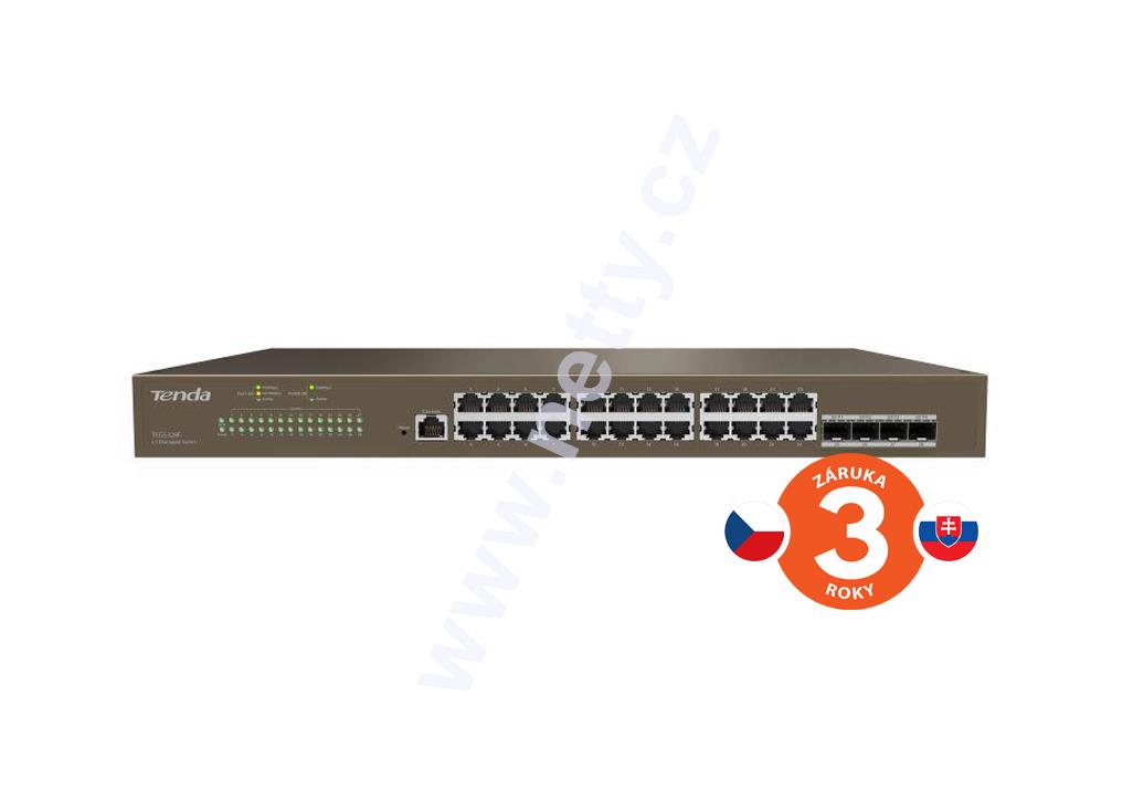 Tenda TEG5328F Managed L3 Gigabit Switch, 24× RJ45 10/100/1000 Mb/s, 4x SFP 1 Gb/s,Fanless