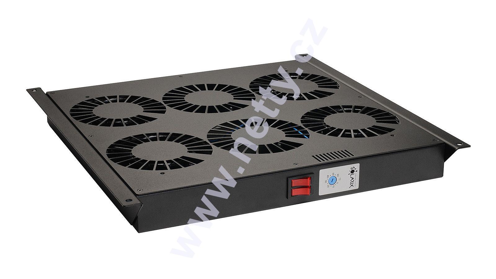 Ventilační jednotka univerzální, 4 ventilátory, se zabudovaným termostatem, černá